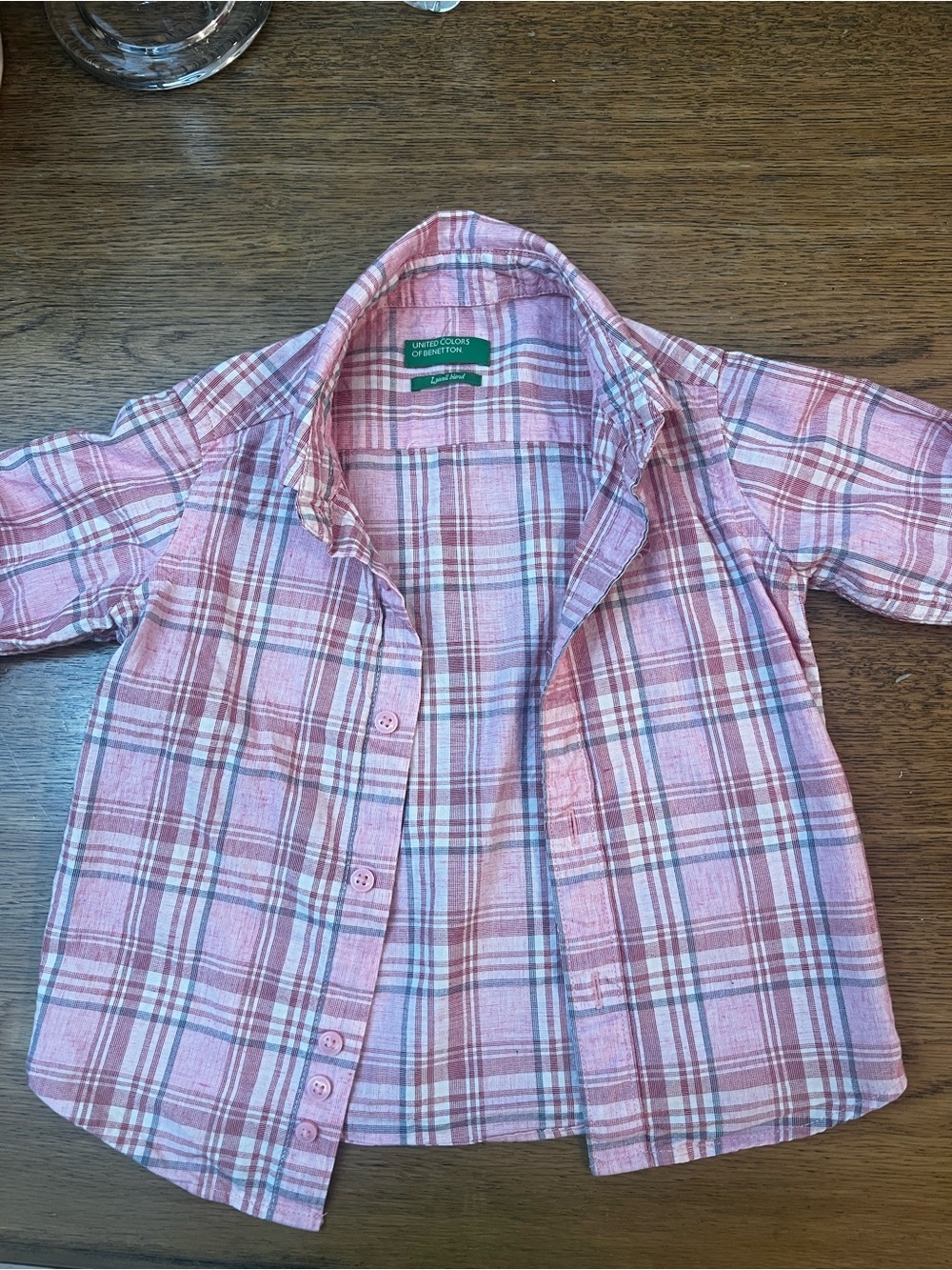 United Colors Of Benetton Pink Plaid Button-Down Shirt